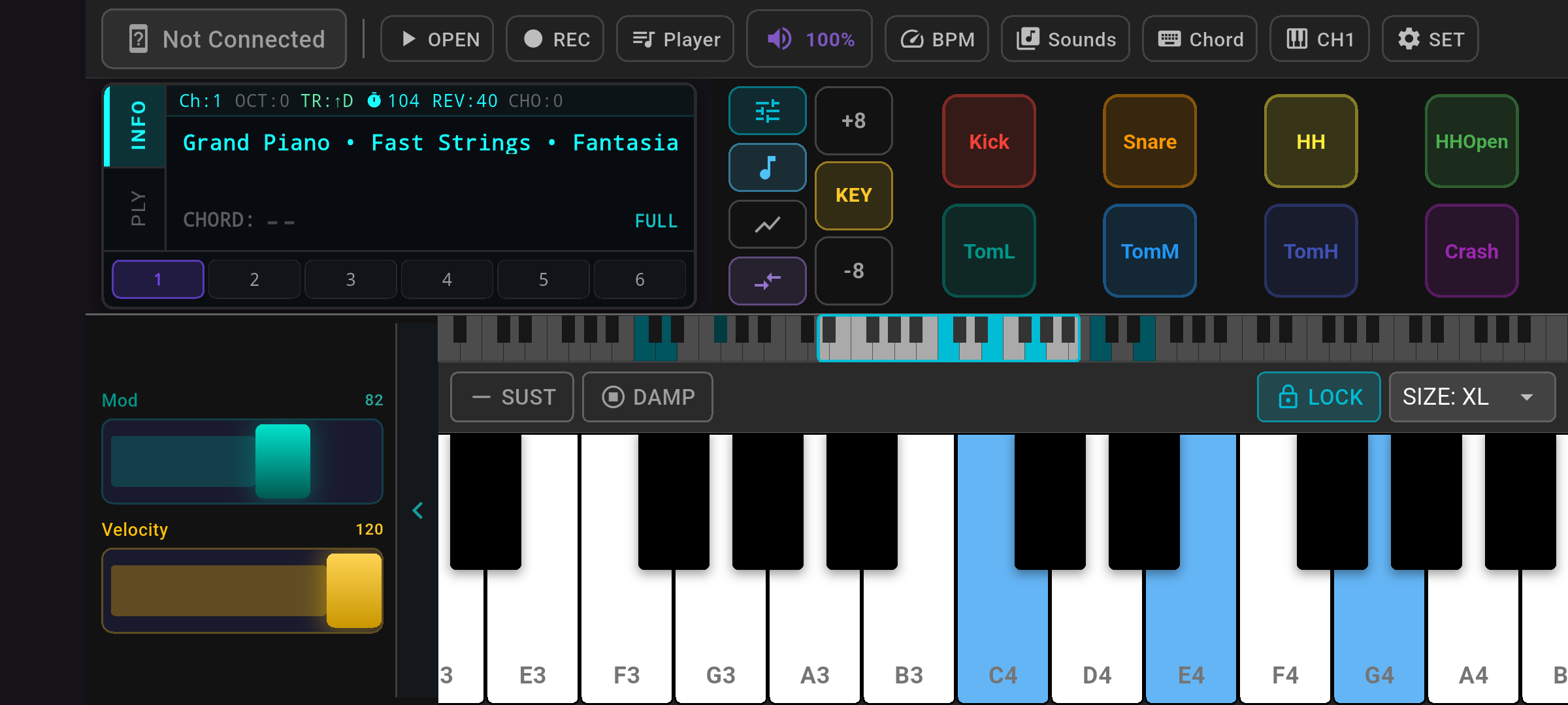 SynthBridge landscape performance controls