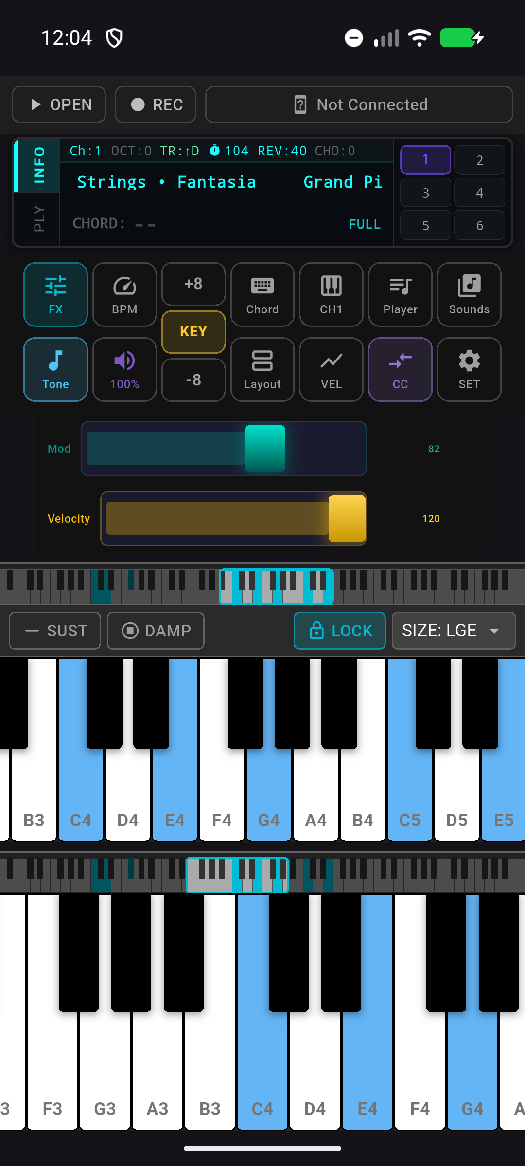 SynthBridge main performance screen