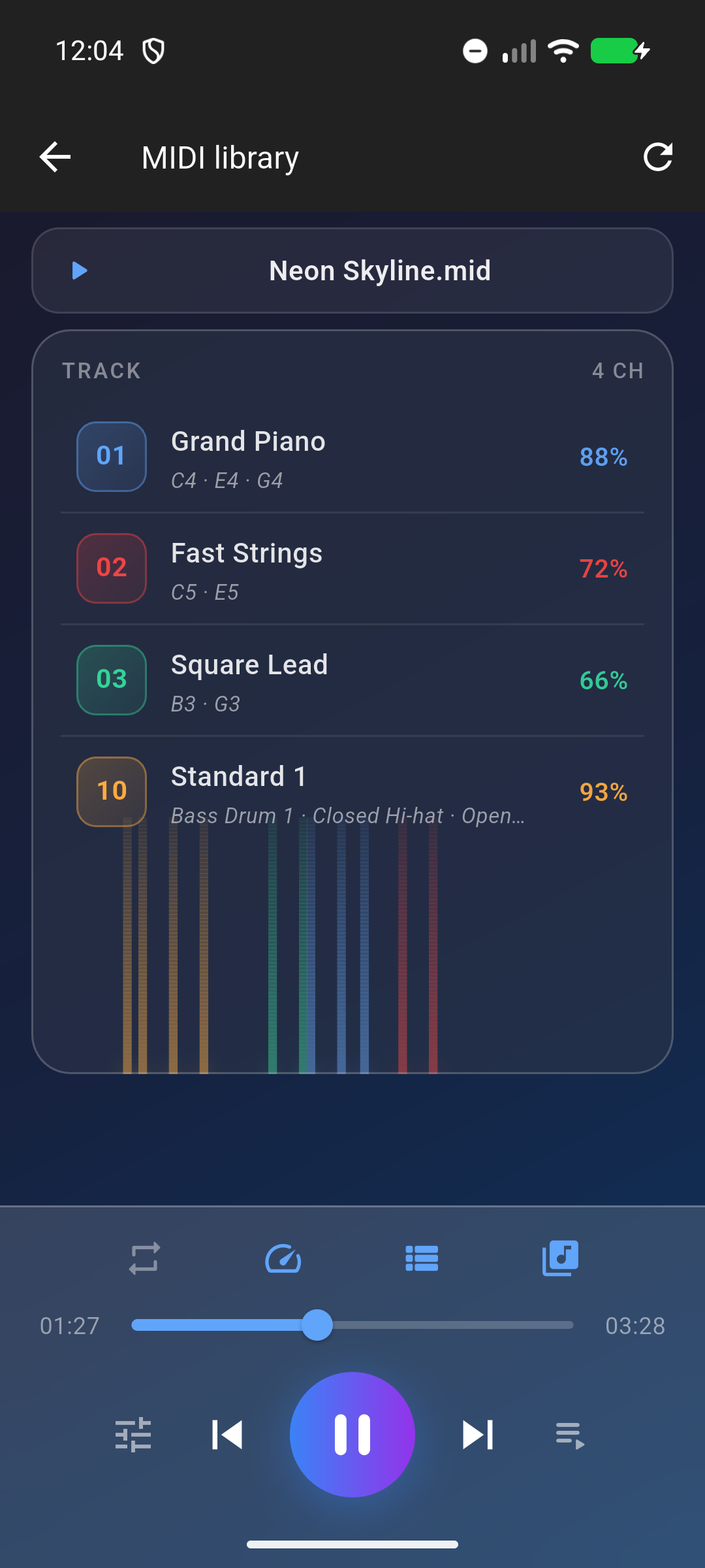 SynthBridge MIDI player and song library